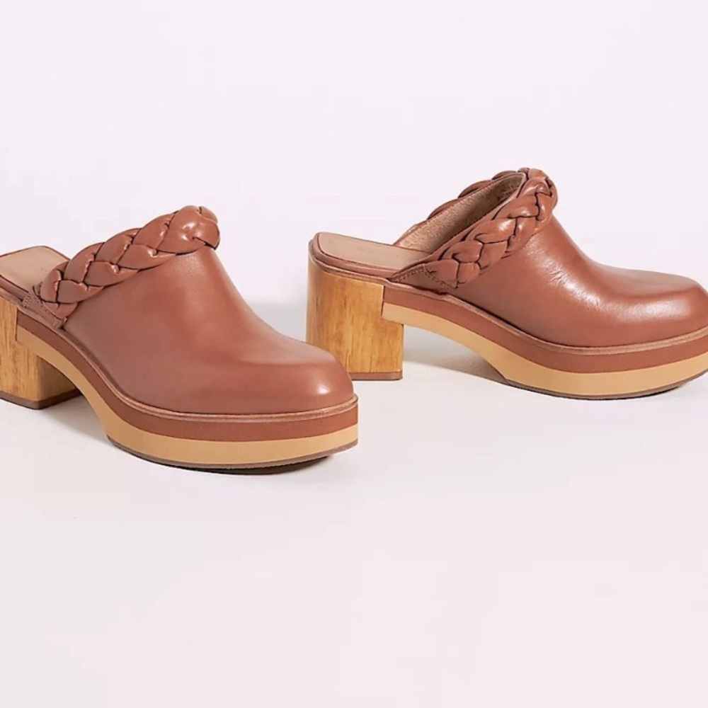 Bernardo Braided Leather Clog Mules in Brown